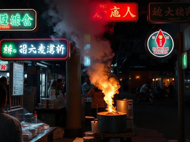 Street food vendor in Bangkok at night