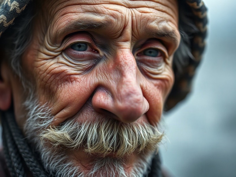 Close-up portrait of an elderly fisherman