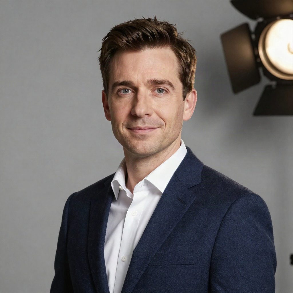 AI professional headshot of a man in a navy blazer