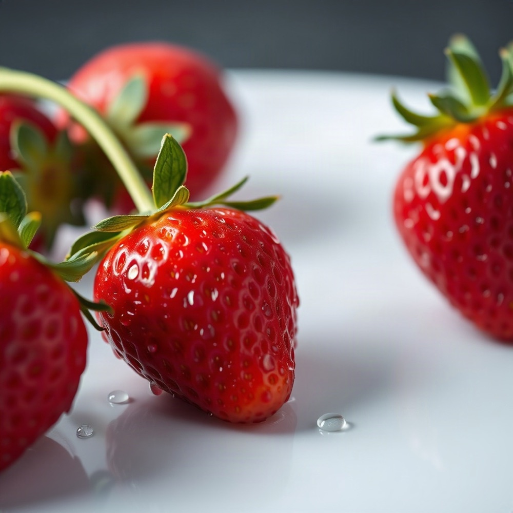 AI photo of strawberries with water droplets